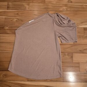 Elegant Taupe Asymmetrical Top